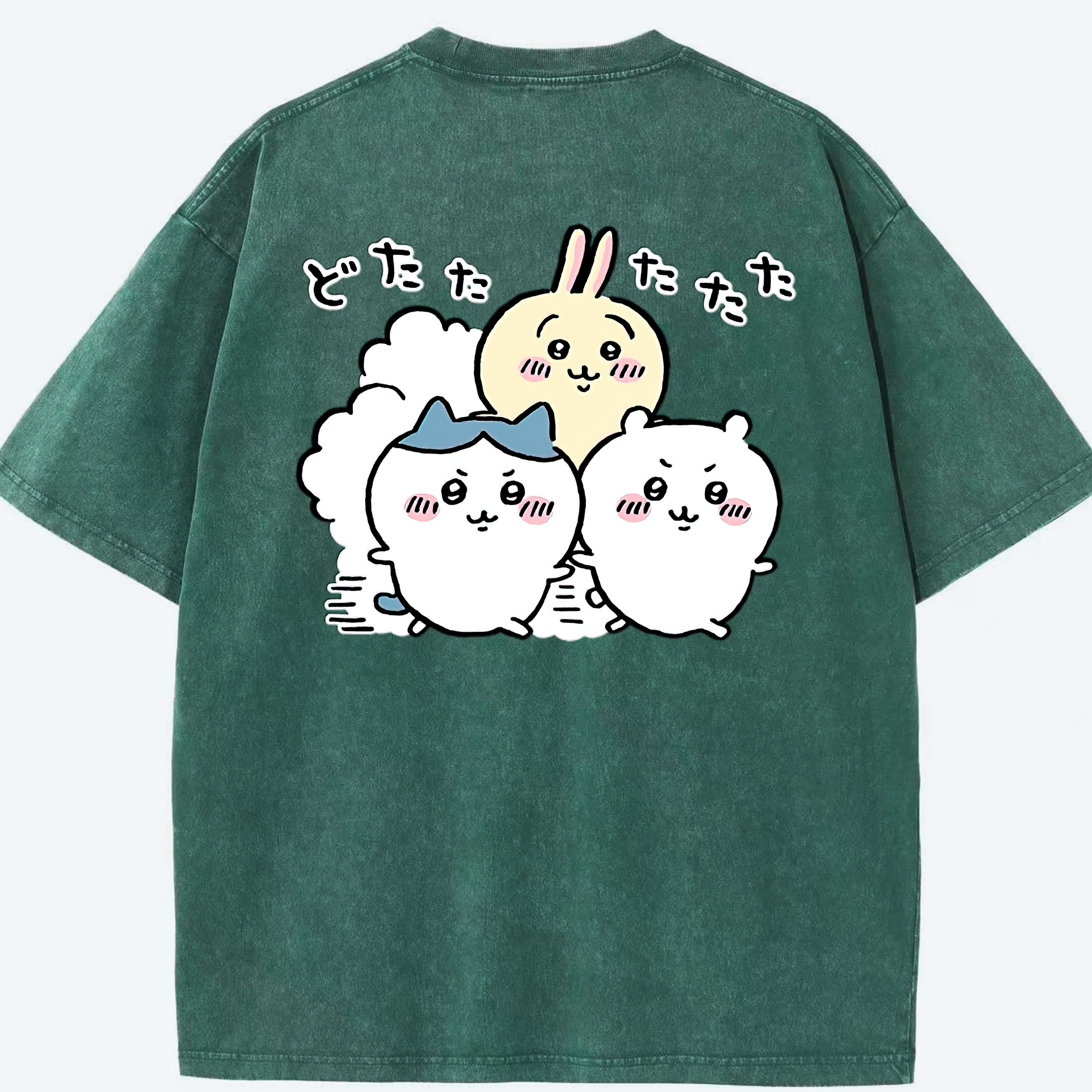 （画像用） ちいかわ ハチワレ Chii-kawa hachiware 綿100% ヴィンテージ風 半袖Tシャツ（背面プリント）